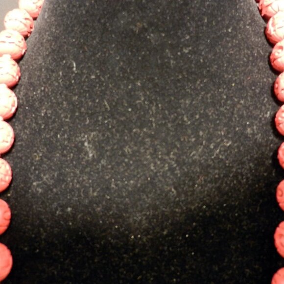 Gorgeous 70' Chinese Cinnabar Hand Made (Red) Knotted Necklace 30" Long 3440 - Picture 3 of 6